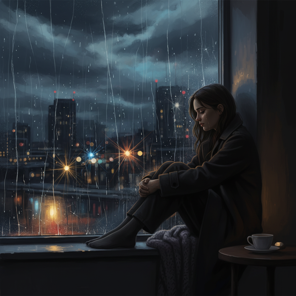 A cinematic high-quality shot of a lonely person s