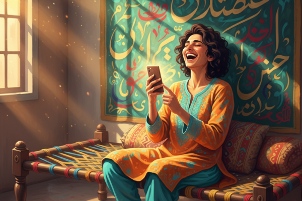 A vibrant digital illustration of a cheerful perso
