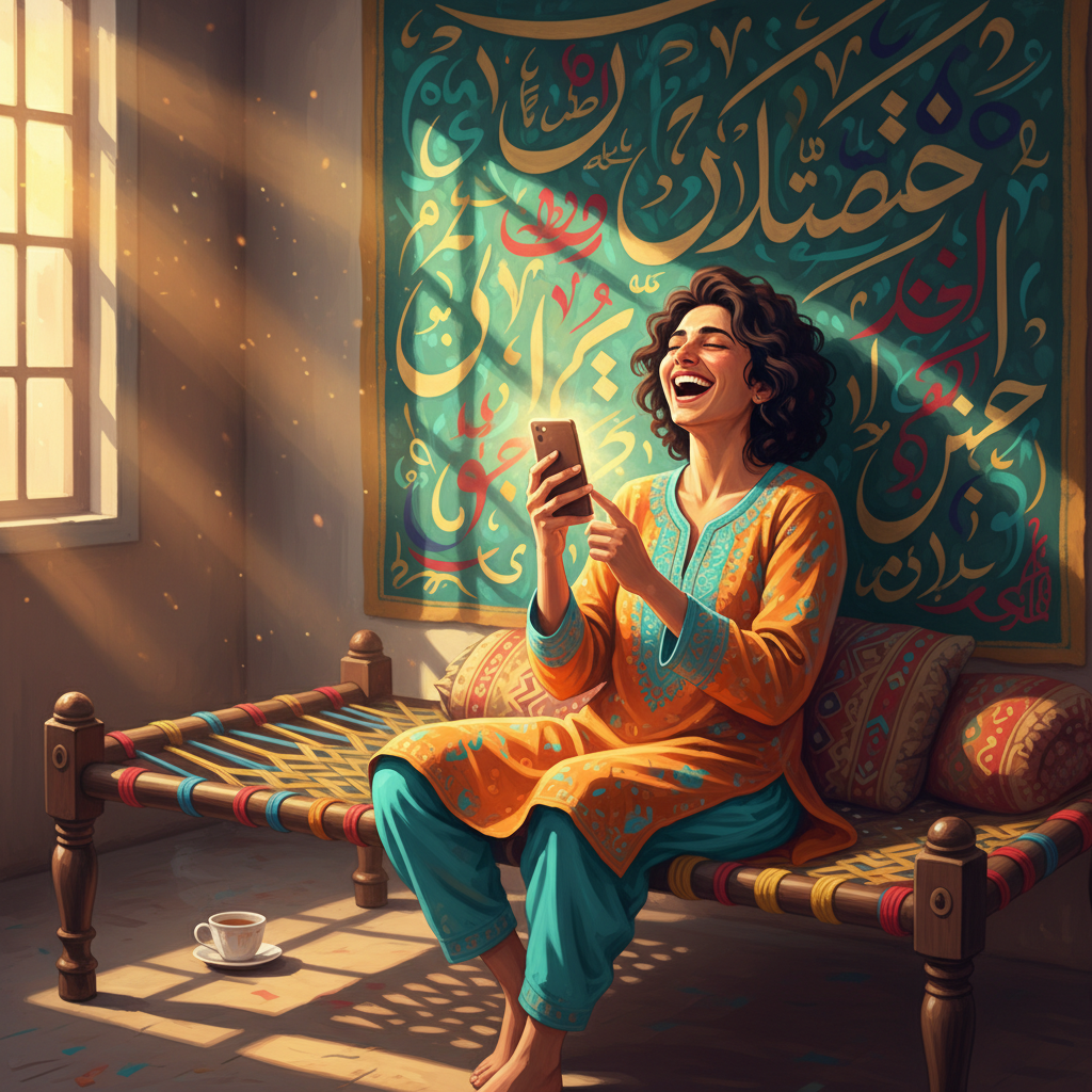 A vibrant digital illustration of a cheerful perso