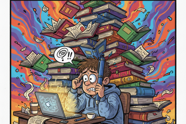A relatable cartoon-style featured image of a stre