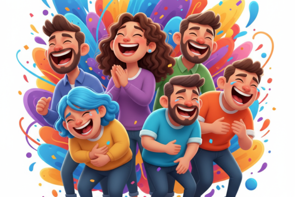A vibrant 3D digital illustration of a group of di