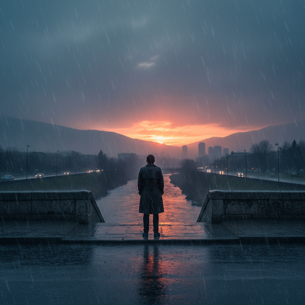 A cinematic high-quality shot of a lonely person s