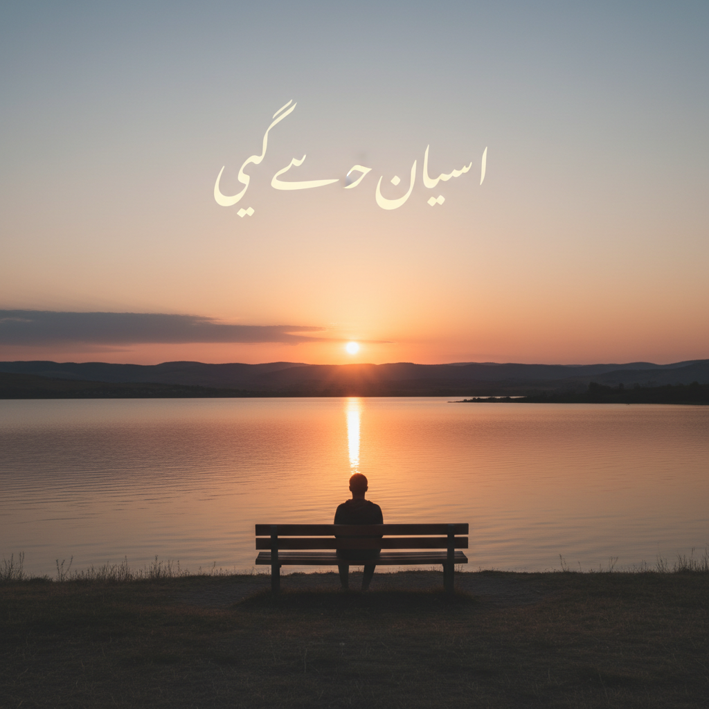 A serene and aesthetic landscape at sunset with a