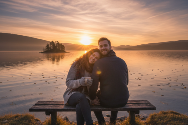 A cinematic shot of two best friends sitting on a